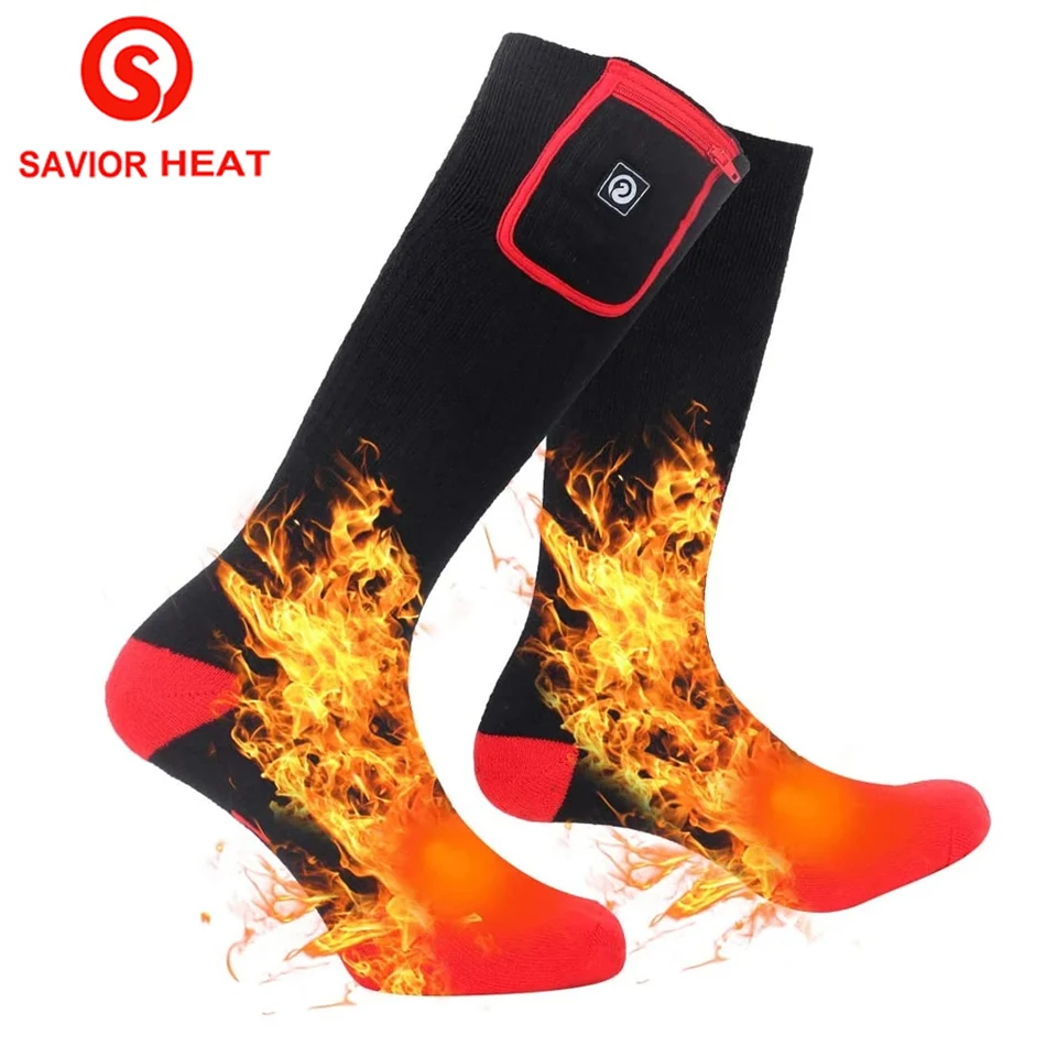 

Savior Winter Warm Heated Socks 7.4V Black Feet Warmer For Men And Women to Rechargable Battery Heating Socks For Skiing Cycling