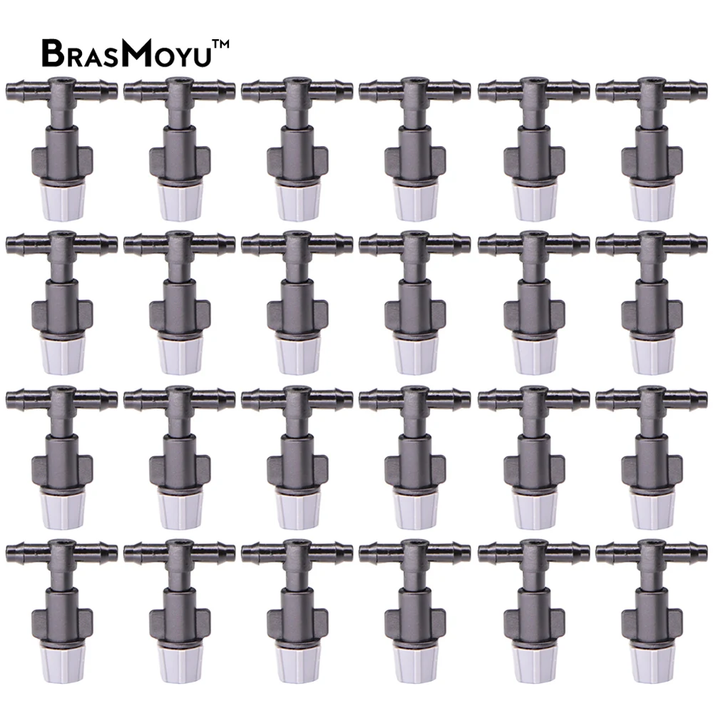 

25PCS Grey Simple Nozzle With 1/4'' Barb Tee Connect 4/7mm Hose Garden Misting Atomizing Irrigation System Greenhouse Cooling