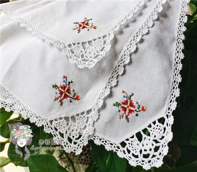 6pcs Handmade crochet crochet cross stitch small square handkerchief decoration cover towel placemat napkin cloth