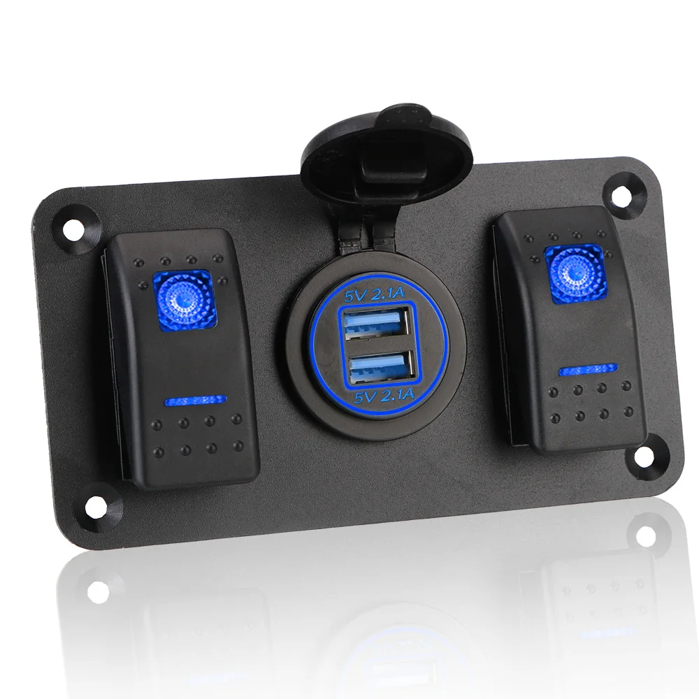 

Socket Switch Dual USB Port Circuit Control 12-24V for Car LED Switch Panel