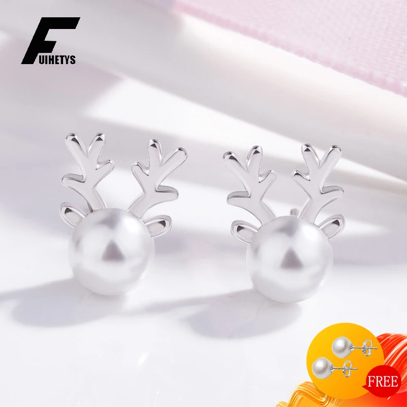 

FUIHETYS Pearl Earrings for Women 925 Silver Jewelry Wedding Party Engagement Promise Gift Accessories Stud Earrings Wholesale