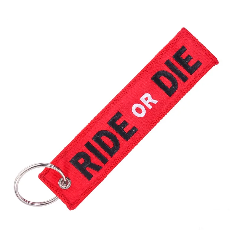 Mortorcycle Keychain Jewelry Embroidery RIDE OR DIE Key Chain for Aviation Gifts Luggage Tag Fashion Launch Key Chains