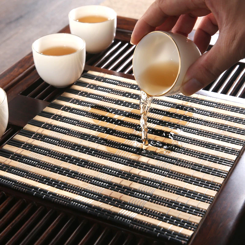 Bamboo Table Placemats Coaster Chinese Tea Mat Insulation Waterproof Pad Table Mats Kitchen Accessories Natural Bamboo Handmade