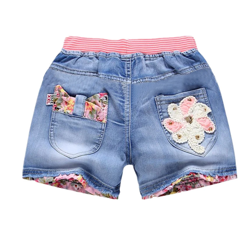 Pantalones cortos de mezclilla para niña, Shorts de princesa, ropa de flores, verano, 2024