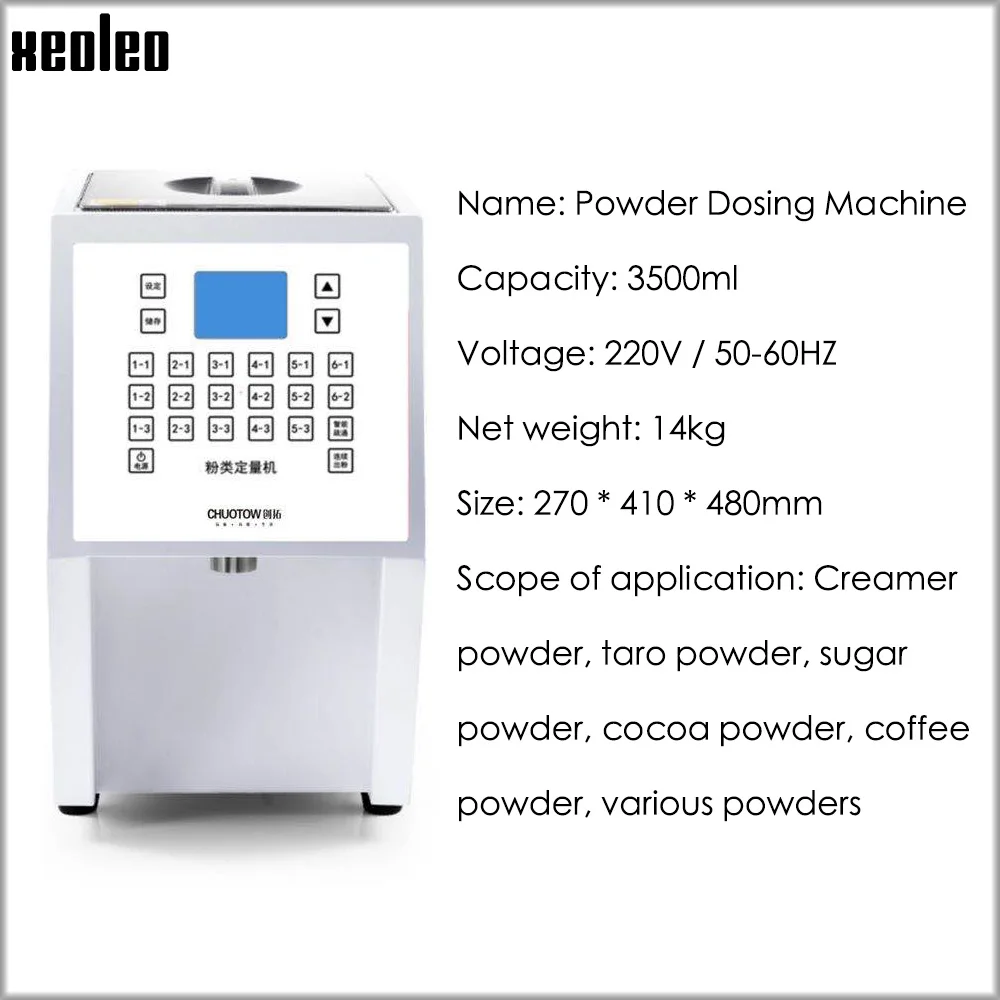 Máquina cuantitativa de cantidad de polvo XEOLEO, máquina dispensadora de polvo para crema/Taro/ azúcar/cacao/café en polvo, té de burbujas