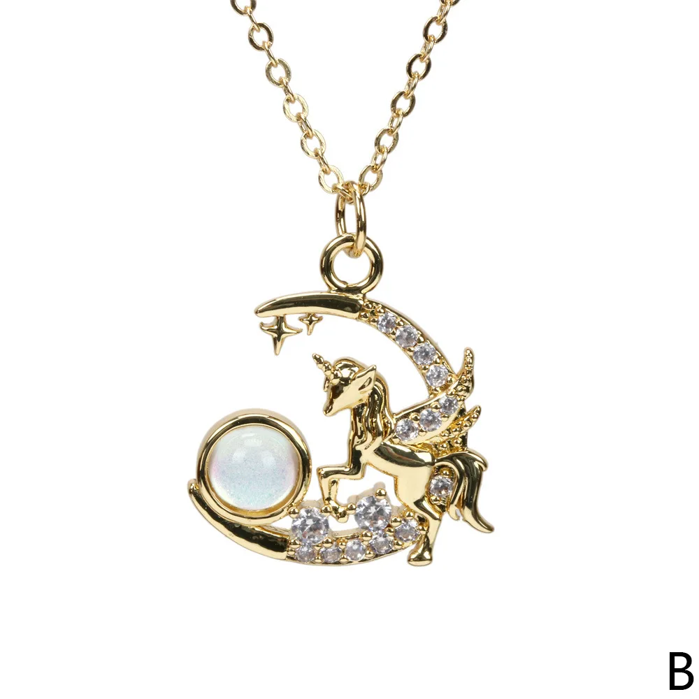 SINZRY creative cubic zircon unicorn pendant necklaces women elegant jewelry gift