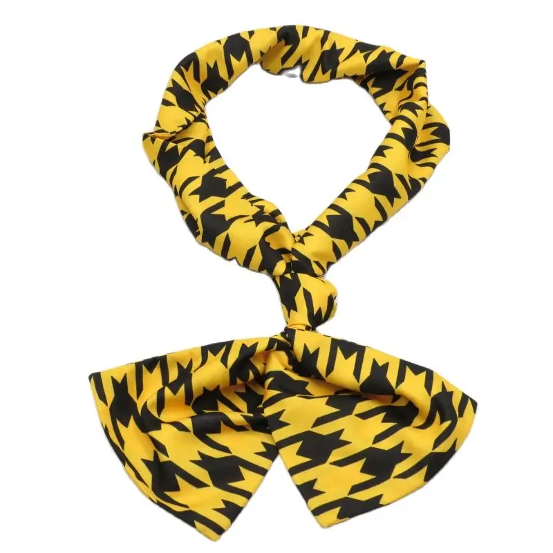 weiliboyin Yellow men\'s scarf black thousand bird pattern design fashionable and versatile women\'s long silk scarf
