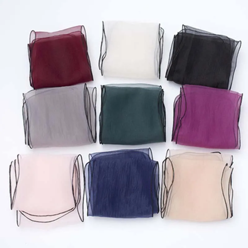 Korean Female Organza Transparent Bow Long Narrow Neck Guard Silk Scarf Summer Thin Gauze Sunscreen Shawl Scarves Headscarf P32
