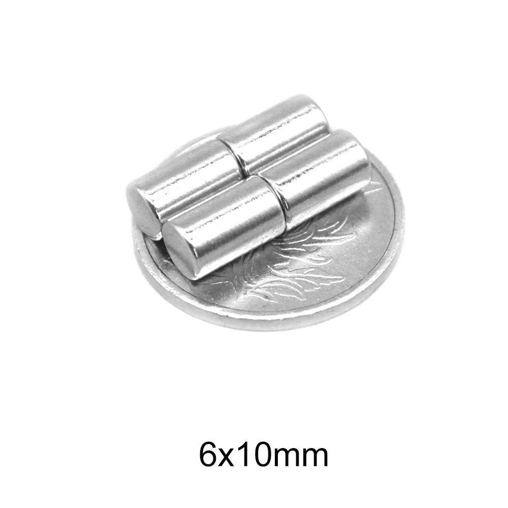 10~200PCS 6x10 Minor strong Search Magnet Diameter 6mm x 10mm Bulk Small Round Magnet 6x10mm Thinck Disc Neodymium Magnet 6*10