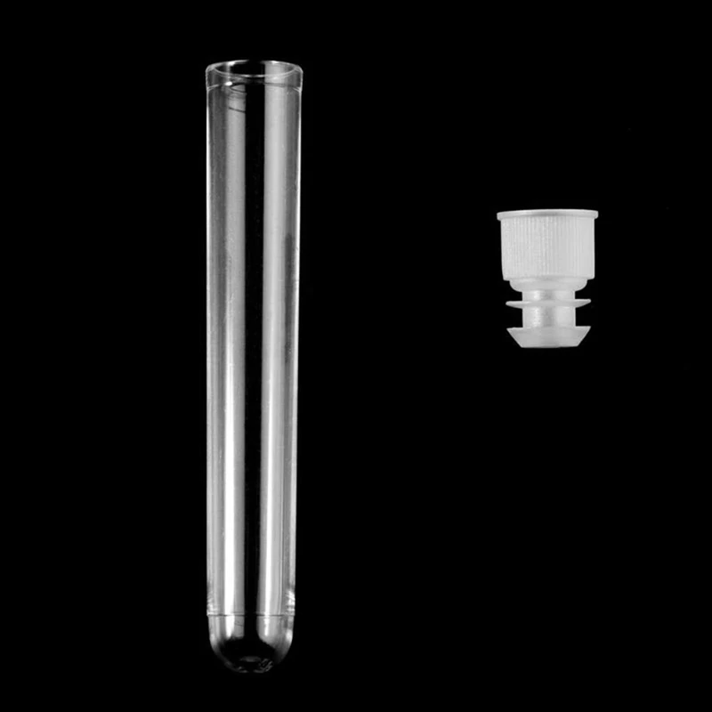 Tubes à essai en plastique transparent avec bouchon à vis blanc, conteneurs d\'échantillon, bouteilles à poussoir 12x75mm, 100 pièces