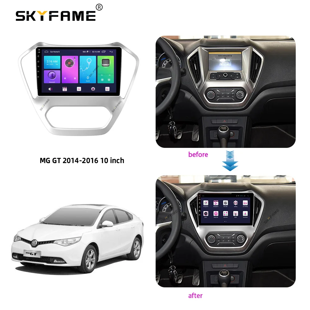 مهايئ إطار سيارة من skyfamلمحول صندوق Canubs لـ MG GT 2014-2016 طقم لوحة تركيب راديو أندرويد