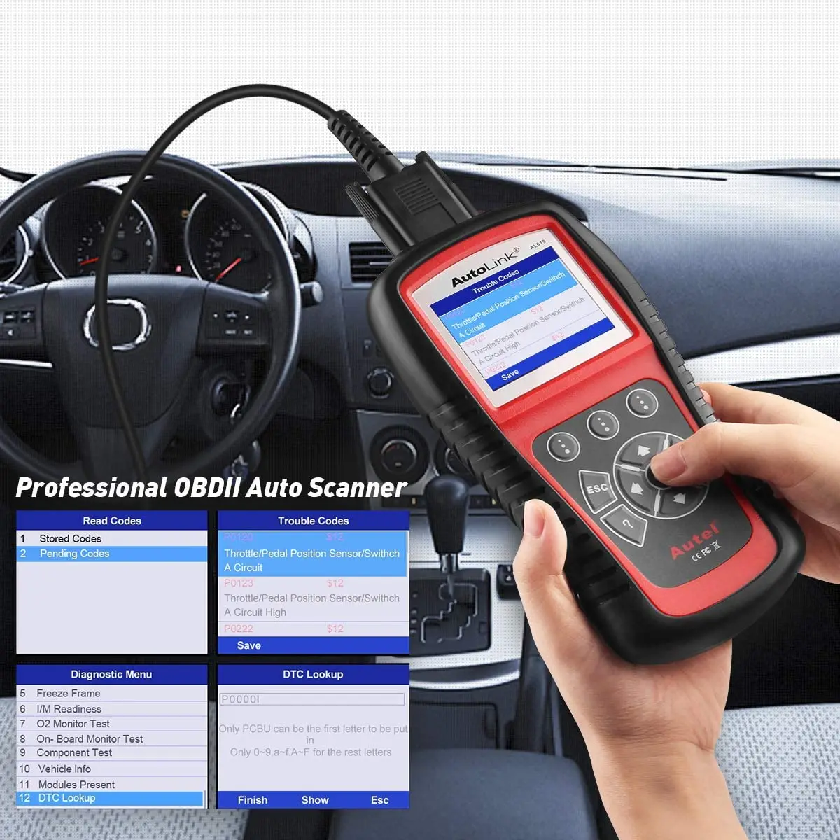 Autel AL619 AL519 Obd2 الماسح الضوئي أداة تشخيص السيارات رمز القارئ Automotriz ABS ، SRS السيارات EOBD ماسح ضوئي تشخيصي أداة مسح ضوئي #5