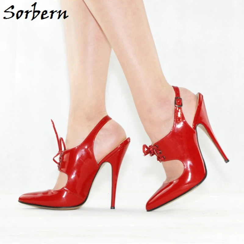 Sorbern Mary-Jane Strap Women Pump Shoes Genuine Leather High Heels Sling Back Court Shoes 14Cm 16Cm Stilettos Diy Colors