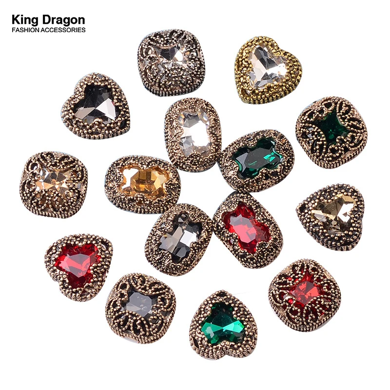 King Dragon Strass-Blumen-Perlen-Verzierungsknopf mit flacher Rückseite, zur Dekoration, 17 mm, 10 Stück/Lot, DIY, Hochzeit, Scrapbook – Detail 10