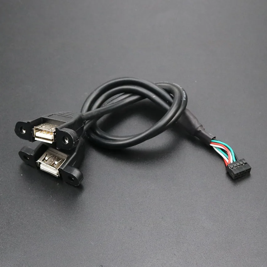 cltgxdd Motherboard Internal 9pin Pitch 2.54mm 2.0mm to Dual Port USB 2.0 A Female Screw Lock Panel Mount Connecting Cable