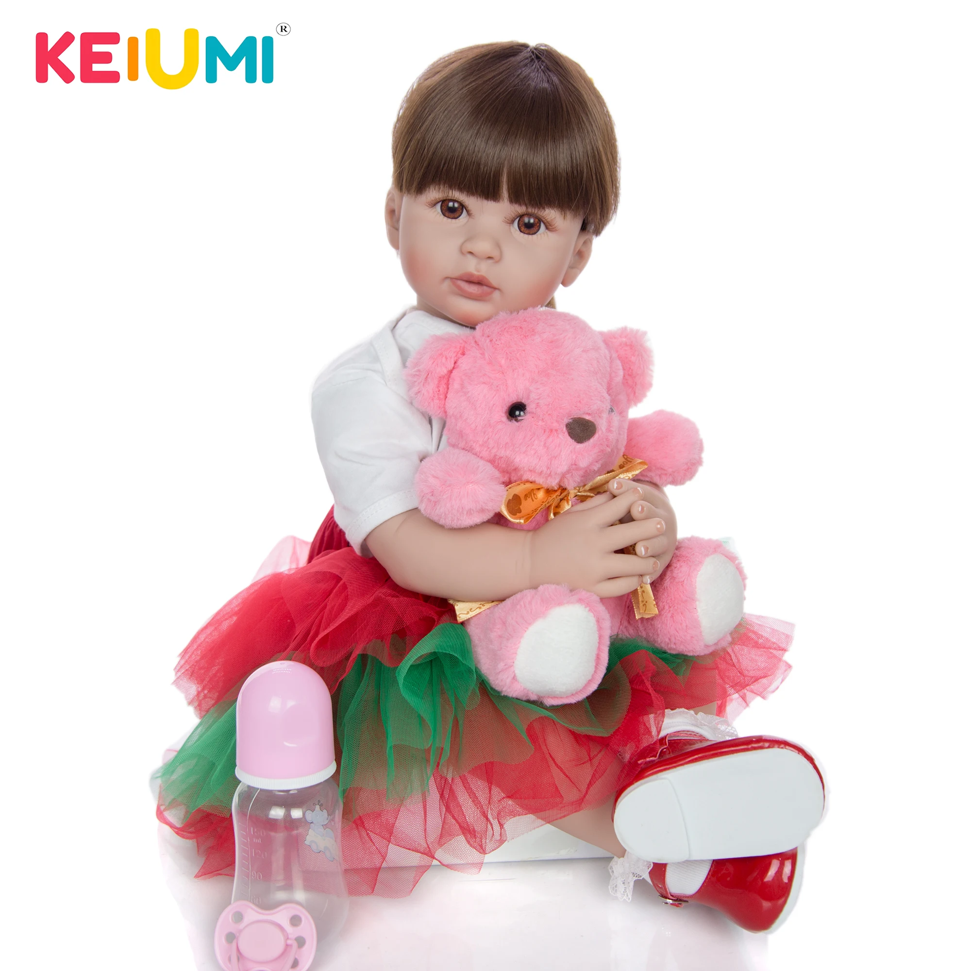 

KEIUMI Lovely 24 Inch Flower Princess Reborn Toddler Girl Doll Silicone vinyl Lifelike Bonecas Lovely Baby Doll Reborn menina