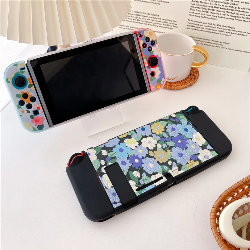 HEYSTOP Game Console Soft Shell Compatible with Switch Fresh Oil painting flowers,Detachable Protective Cover for Nintend Switch