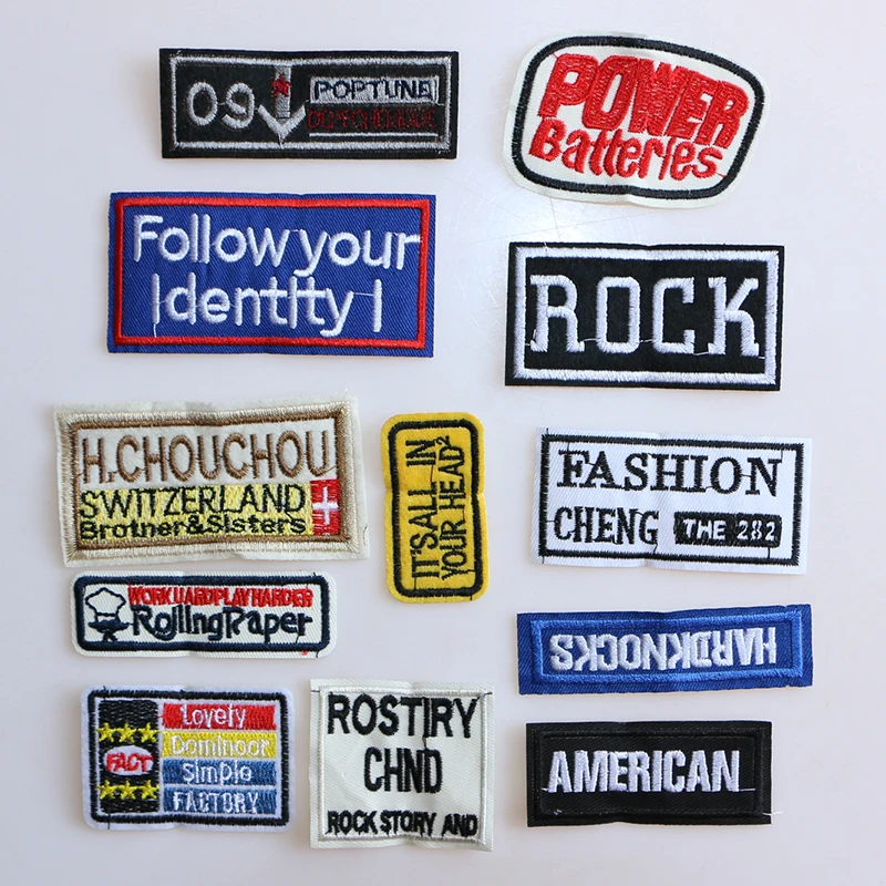 

Various Rectangular Letter Patterns Icon Iron on Patches for Clothing DIY Stripes Clothes Patchwork Stickers Custom Badges