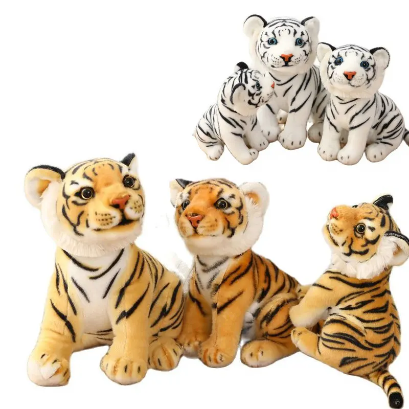 23-33Cm Leuke Levensechte Tijger Gevulde Dieren Wit Tigers Knuffel Real-Life Wilde Bos Dieren Kids speelgoed Gift Voor Jongen Baby Knuffel