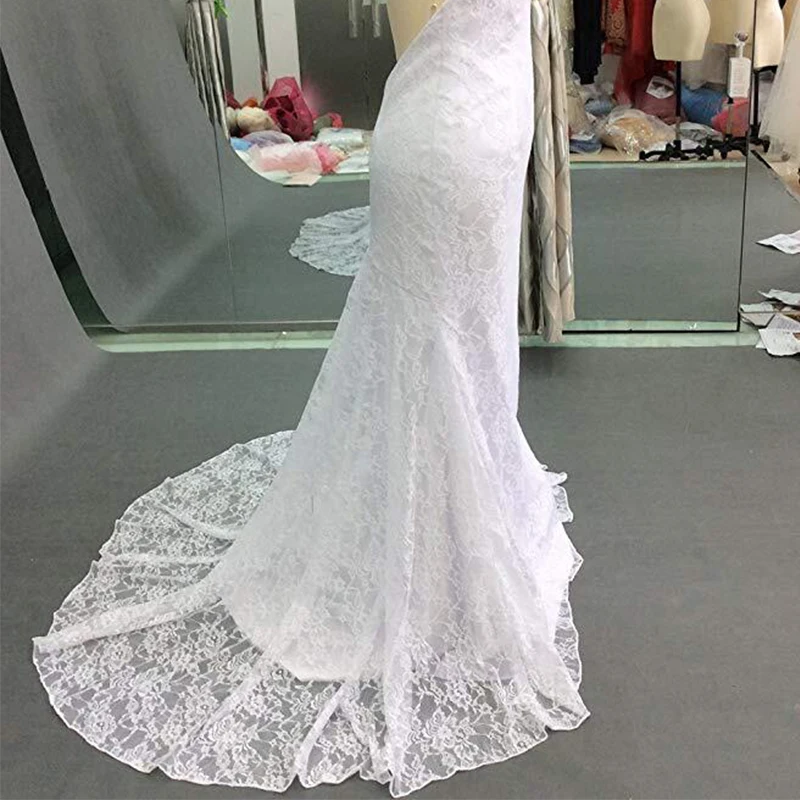 Thin Strap Wedding Dress Sexy Backless Bridal Dress Lace Embroidery Mopping Wedding Dress Applique Can Be Customized Color