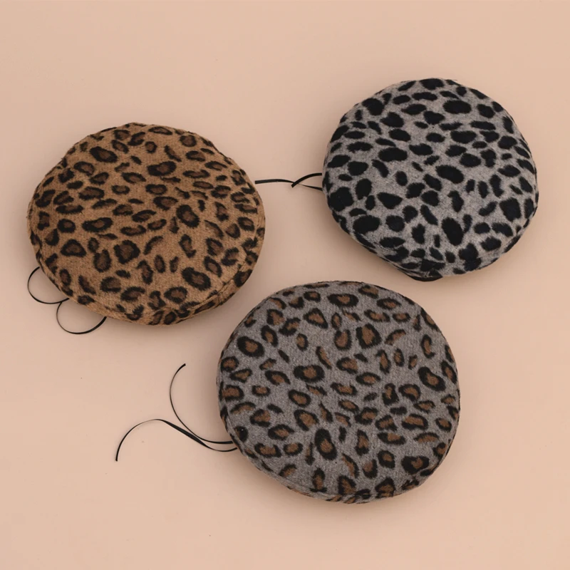 IL KEPS Women\'s Hat Cute Beret Vintage Hats For Women Leopard Felt Hat Beanie Woolen Winter Hat 2020 Women\'s Beret Warm BLM003
