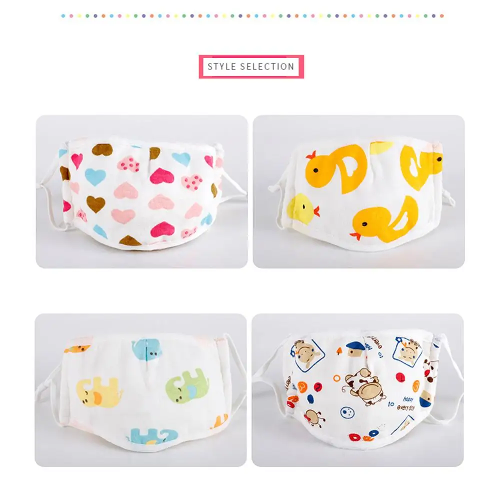 Cute Children Masks Cotton Anti Pollution PM2.5 Dust Proof Masks Baby Washable Reusable Mouth-muffle Pollution Respirator Random