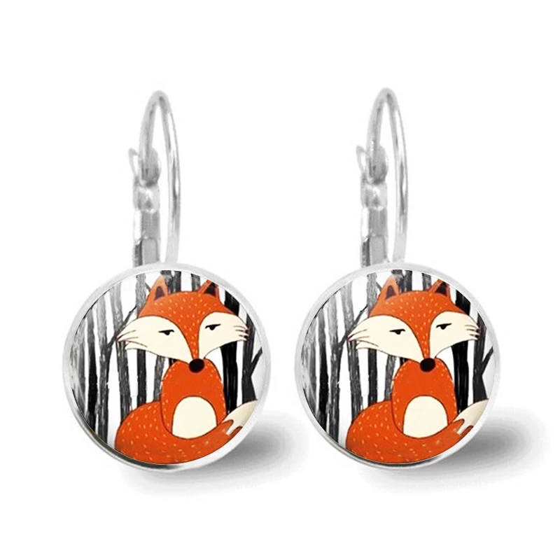 New/Glamour Fashion Exquisite Fox Style Pattern, Convex Glass Inlay Earrings, Women Wear Jewelry.