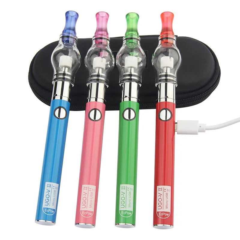 Wax Pen Tank Globe Pyrex Glas Vaporizador Ego Passeren Usb Enkele Rits Kit Met Ugo V2 Vaper Shisha Pen batterij 2 Stuks