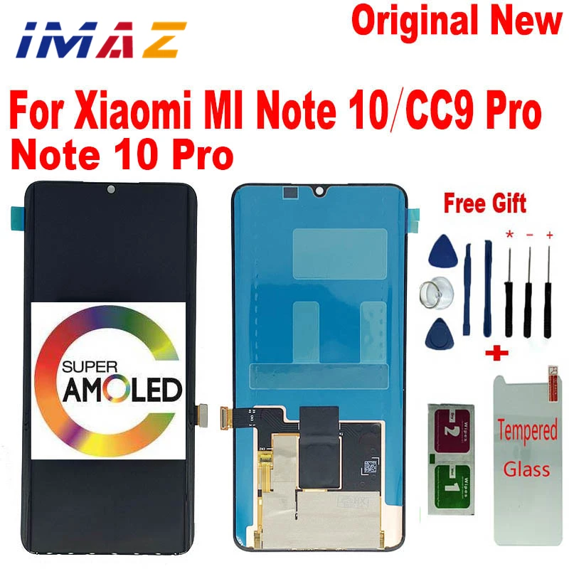 

IMAZ 6.47" Original New For Xiaomi MI Note 10 Pro Note10 CC9 Pro LCD Display+Edge Screen Digitizer Assembly M1910F4S M1910F4E