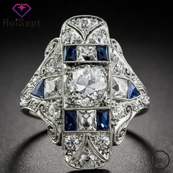 HuiSept Retro Charm Rings 925 Silver Jewelry Accessory Zircon Gemstone Ring for Women Men Wedding Engagement Party Dropshipping