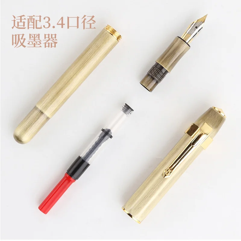 Lanbitou 3062 Brass Short Pocket Vintage Fountain Pen Travel Fountain Pen