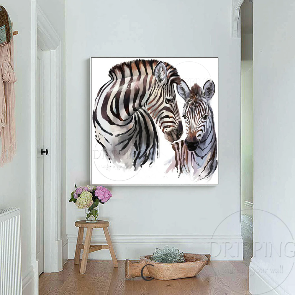 Gifted Painter Hand-painted High Quality Abstract Zebra Animal Oil Painting on Canvas Modern Wall Art Africa Zebras Oil Painting