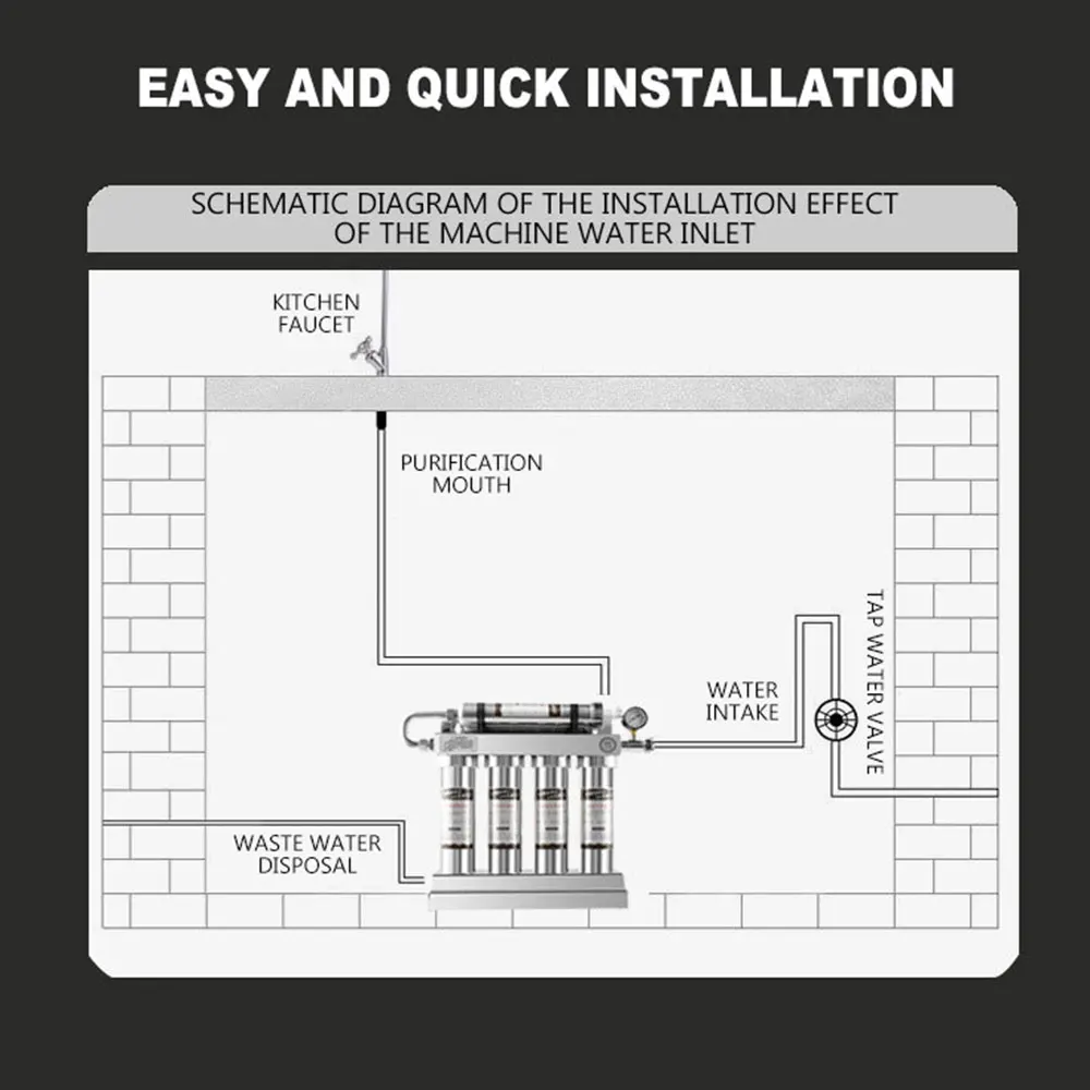 Kitchen Water Filter Drinking Water Ultrafiltration Water Purifier Reverse osmosis Stainless Steel Tap Water Filter Direct Drink