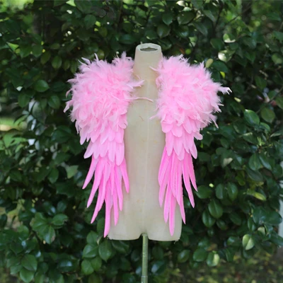 pink stage performance costume White feather shoulderwear Victoria Shawl model catwalk show photography prop