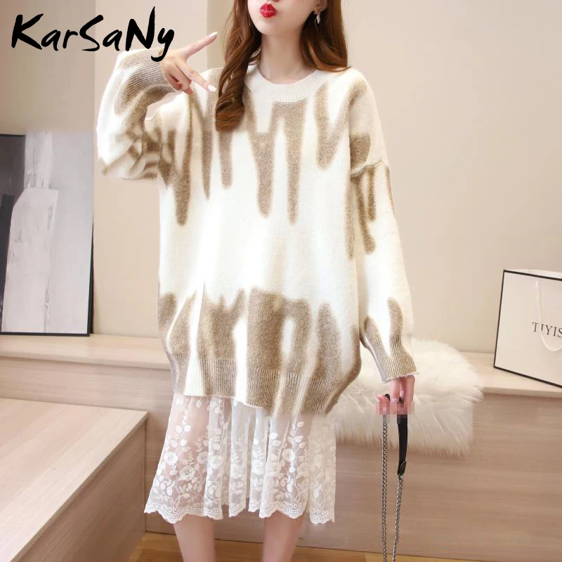 Women Sweater Oversize White Jumper Winter Clothes Women Knitted Pullovers Autumn Oversized Striped Sweaters Women\'s Jumper 2021