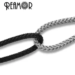 REAMOR DIY Stainless Steel Black Silver Color Steel Wire Rope Jewelry Findings 4mm/5mm Braided Leather Cords for Bracelet Making