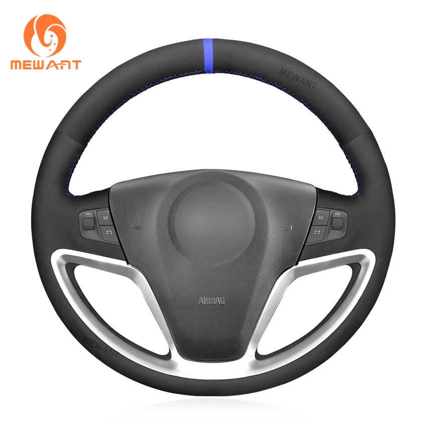 MEWANT Black Suede Car Steering Wheel Cover for Opel Antara Saturn Vue Vauxhall Antara 2006 2007 2008 2009 2010 2011 2012-2018