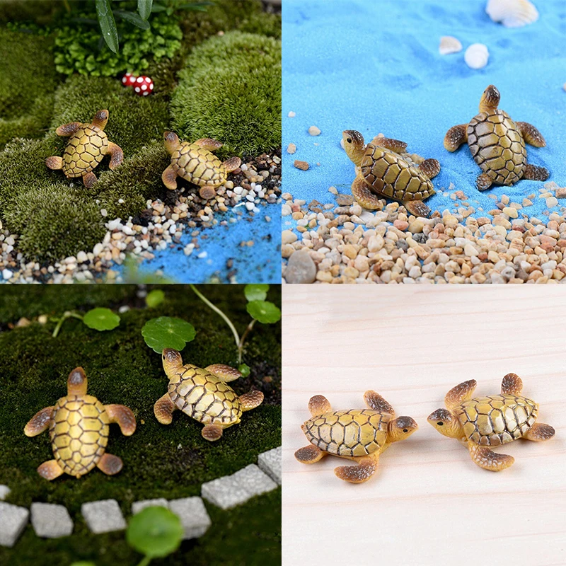 Mini modelo de tortuga marina, figuritas de resina, miniaturas de jardín de hadas, accesorios para pecera, decoración de paisaje de terrario DIY, 1