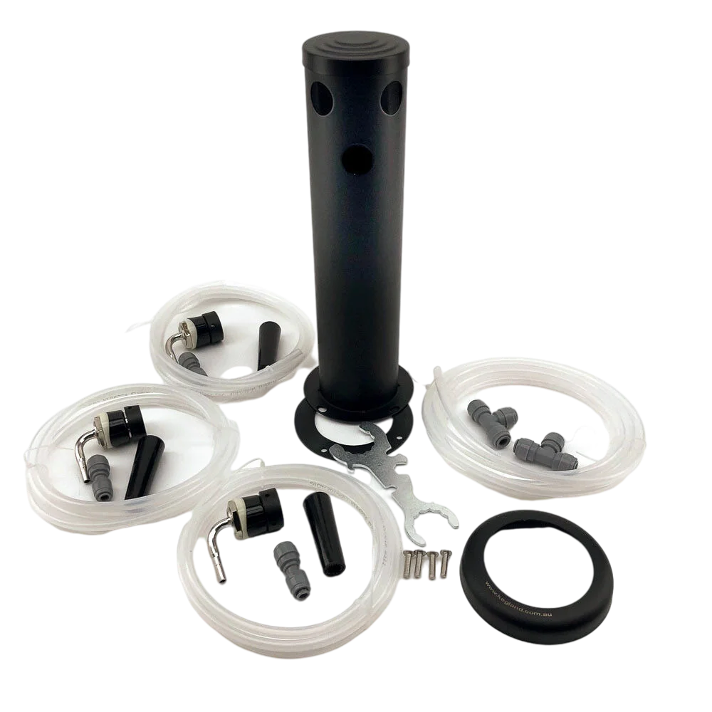 KegLand Triple Tap Black Phantom Font Kit with SS Duotigh Shot shank and Black Handle (Without Tap) Beer Tower