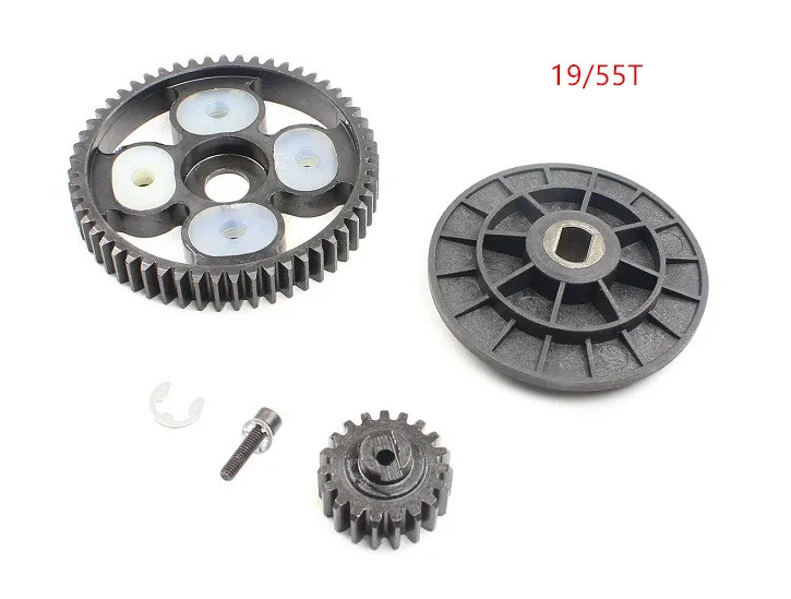 Rovan Steel 16/58 19T/55T Set campana frizione con ingranaggio cilindrico per veicoli 1/5 King Motor Baja e HPI Baja 5B 5T e 5SC