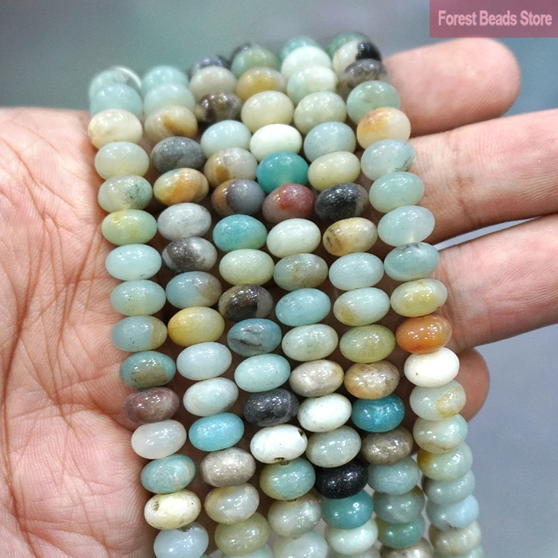 Natural Colorful Amazonite Rondelle Stone Beads Round Loose Spacer Beads For Jewelry Making Bracelet Accessories 15