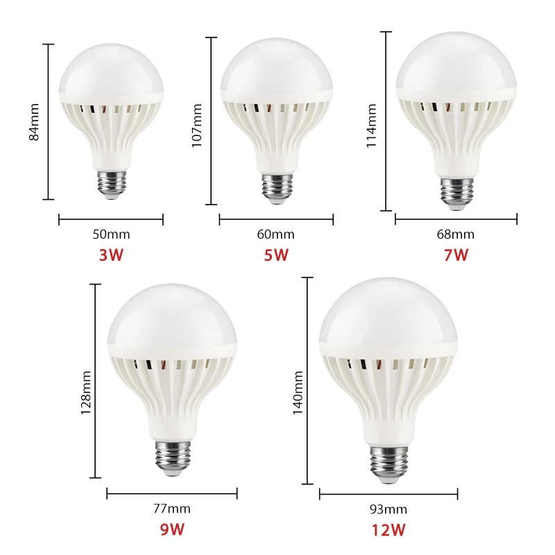 O sensor infravermelho esperto do corpo conduziu o bulbo, lâmpada do sensor do som, branco, E27, 220V, 12W, 9W, 7W, 5W, 3W