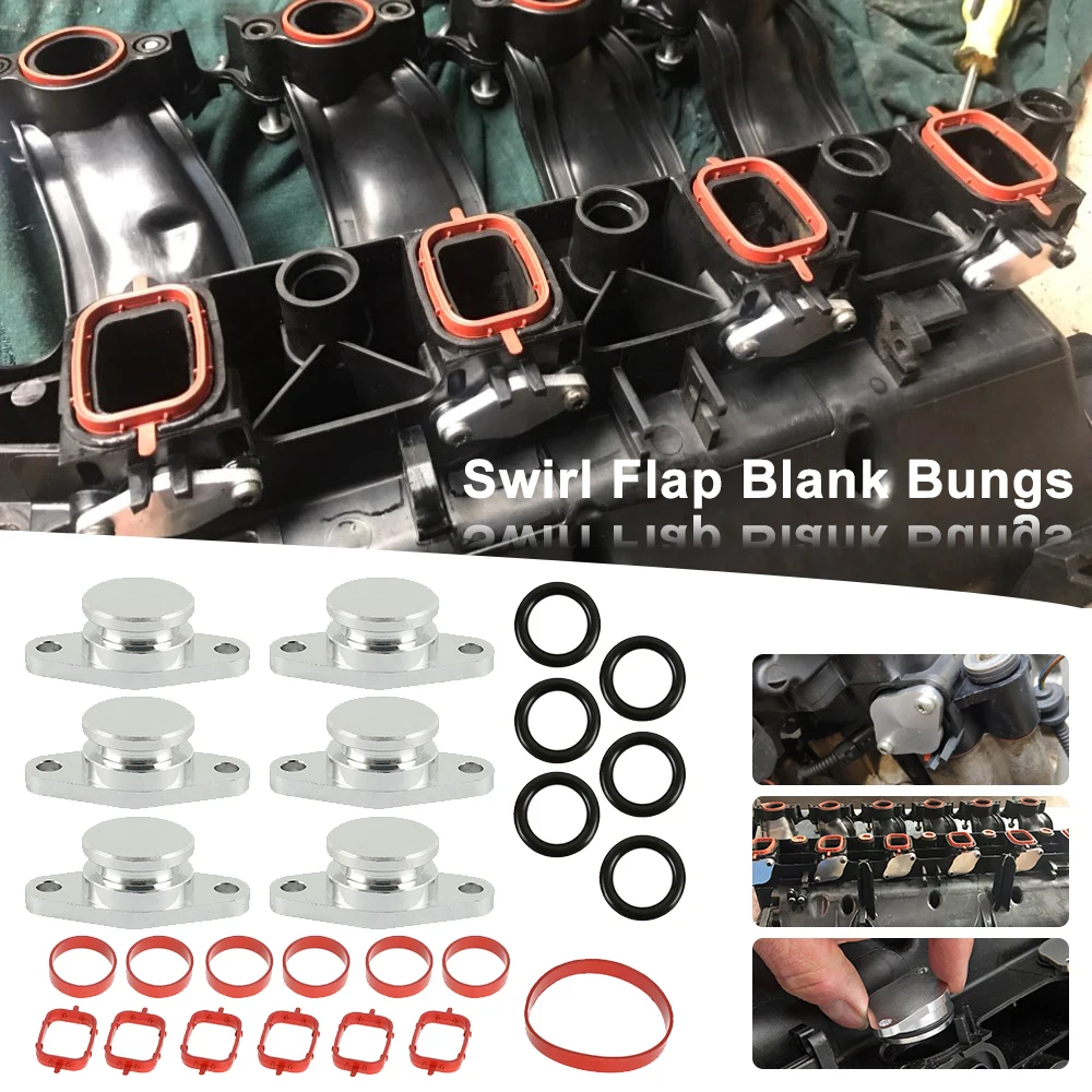 6pcs Diesel Swirl Flap Blanks Bungs Intake Gaskets Kit for BMW 320d 330d 520d 525d 530d SI-A0136 22mm Metal Car Accessories