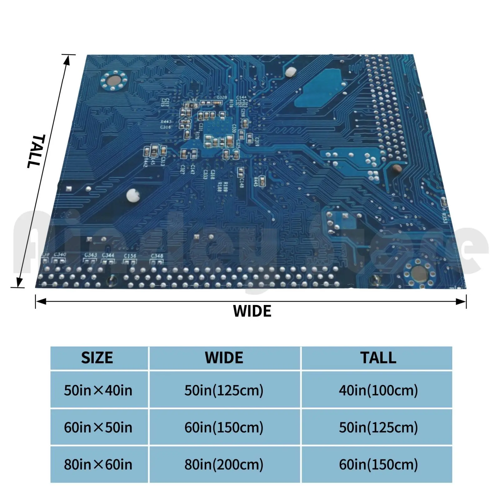 Electronic Circuit Board Blanket Fashion Custom Blue Board Chip Circuit Closeup Component Computer Conductor