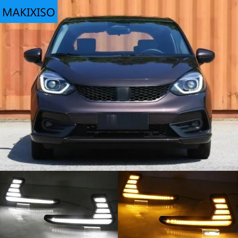 

LED Daytime Running Lights for Honda Jazz fit 2020 2021 LED DRL fog lamp with turn signal function car styling