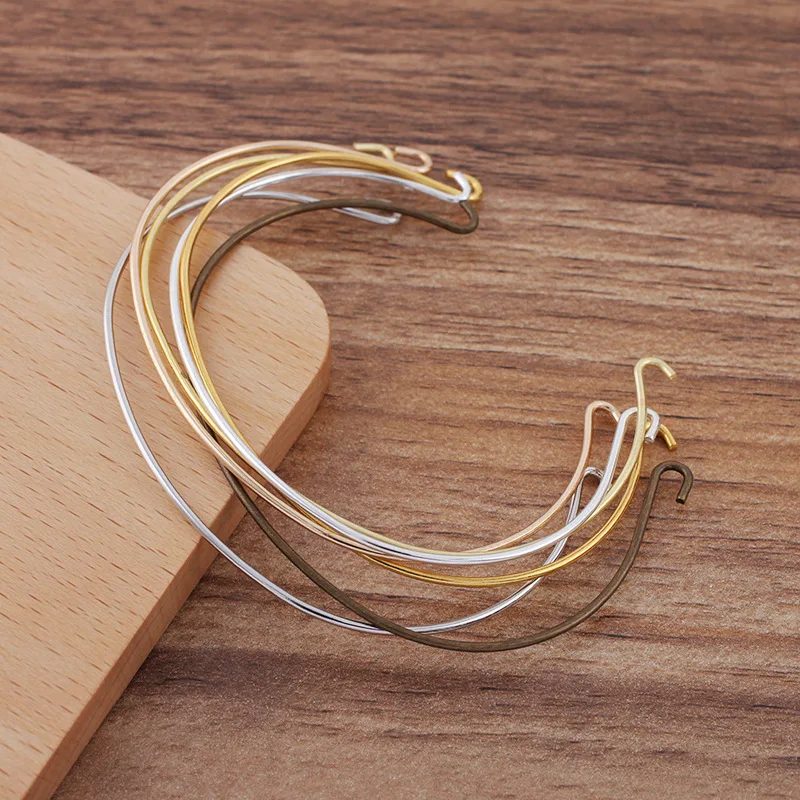 50pcs DIY Simple Copper Wire Bangle Bracelet Connectors Settings for Women Girls Boho Bracelets Handmade Jewelry Crafts Acc