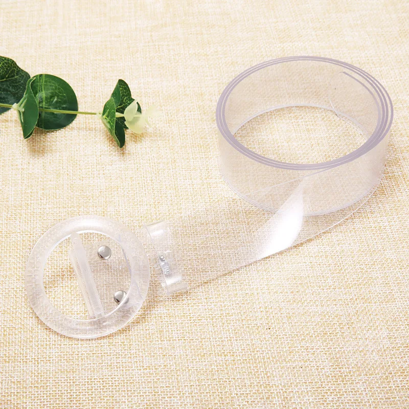 Cinturón de plástico transparente para mujer, correa de Material de PVC de Color sólido, moda informal que combina con todo, personalizado, 2020