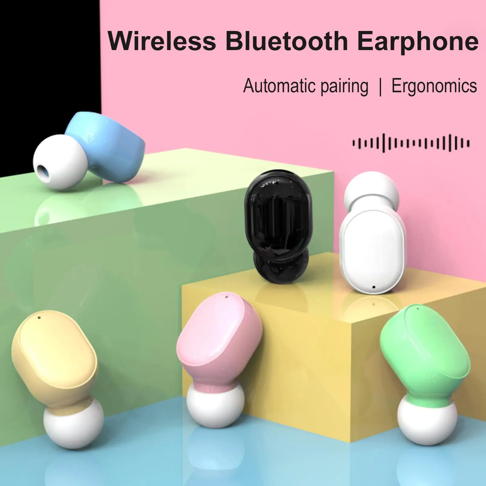 Cute Mini Earbuds Bluetooth 5.0 Wireless In-ear Earbuds Headset Hands-free Rechargeable Universal Single Ear Bluetooth Earphone