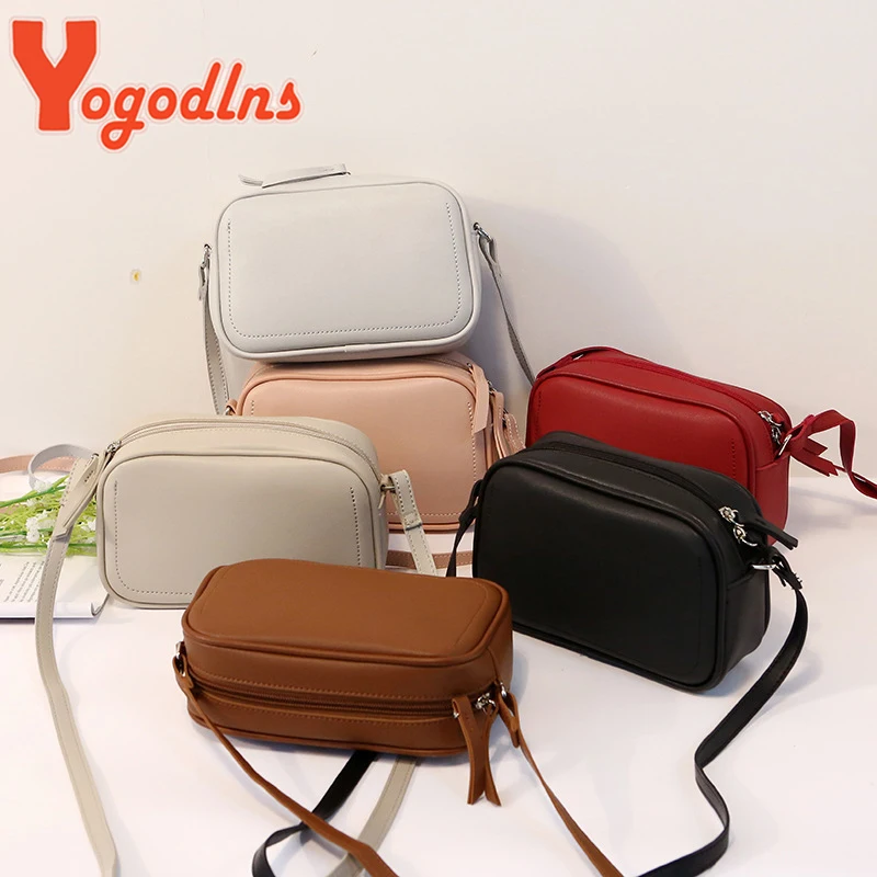 Yogodlns Sling Shoulder Bags PU Leather Vintage Crossbody Bags Women High Quality small square solid color purse for summer