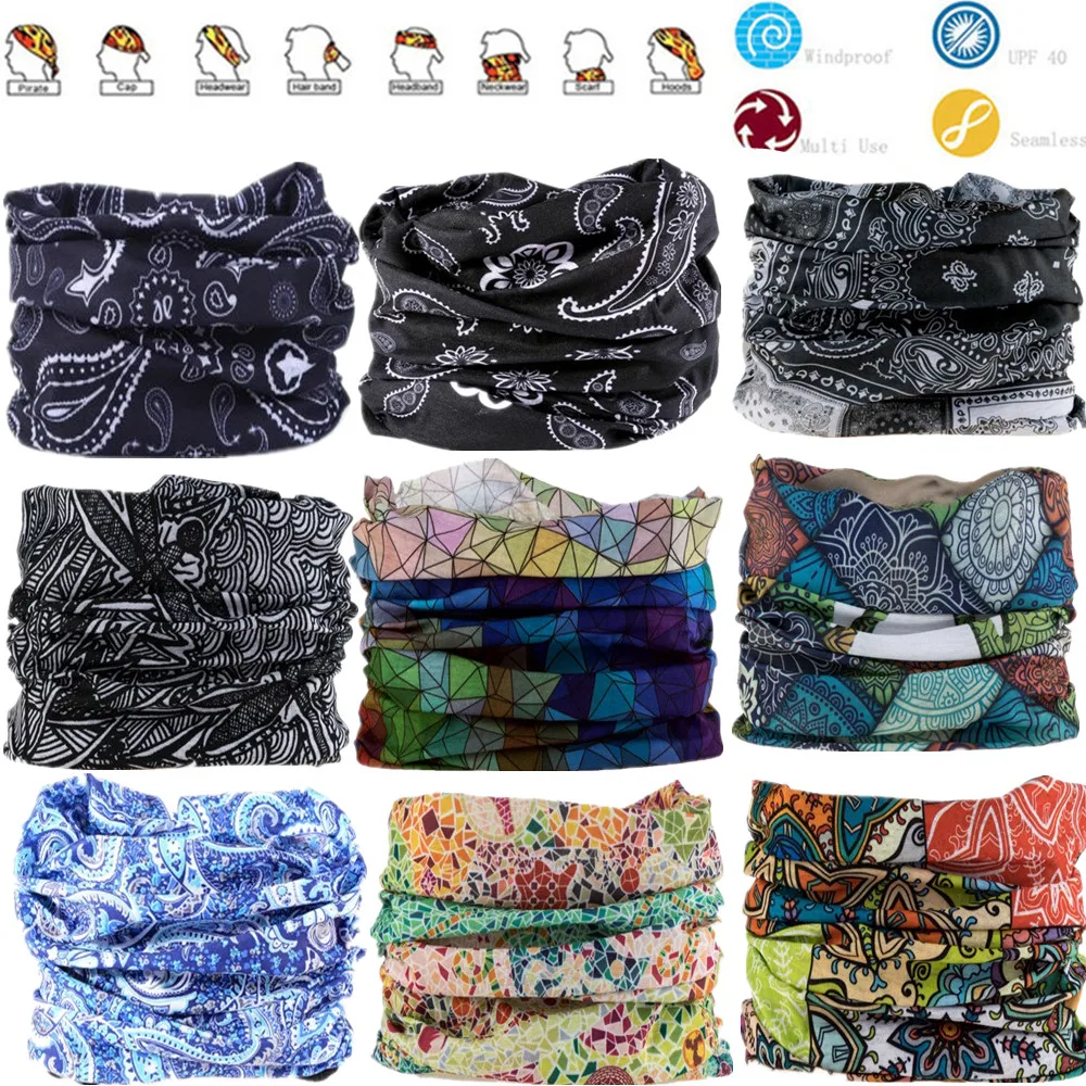 Unisex Bicycle Ride Paisley Seamless scarf Headwear Kerchief Turban Neck Bandana Headscarf Tube Mask Cap Muffler Anti-UV Bandana